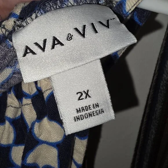 Navy Blue and White Design Dress - Picture 2 of 2